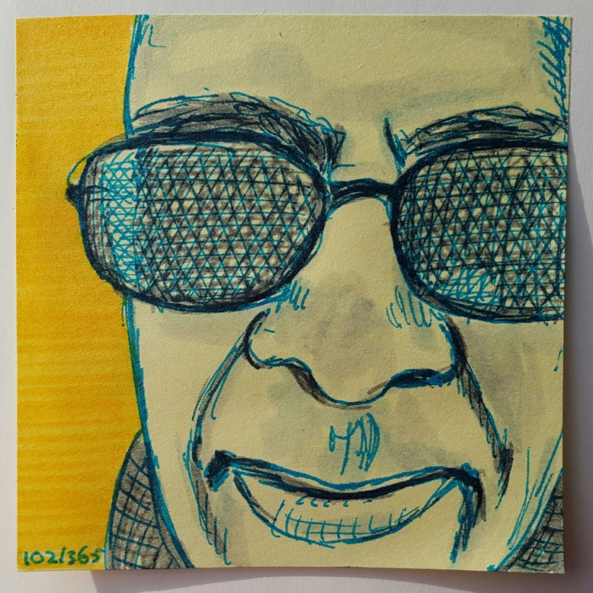 Day102of365_postitnote_drawing_facesunglasses